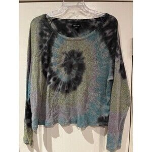 Versona - Woman’s Long Sleeve Swirl Design Large Multicolor T-Shirt Extra Soft